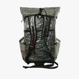 Grey backpack, back view