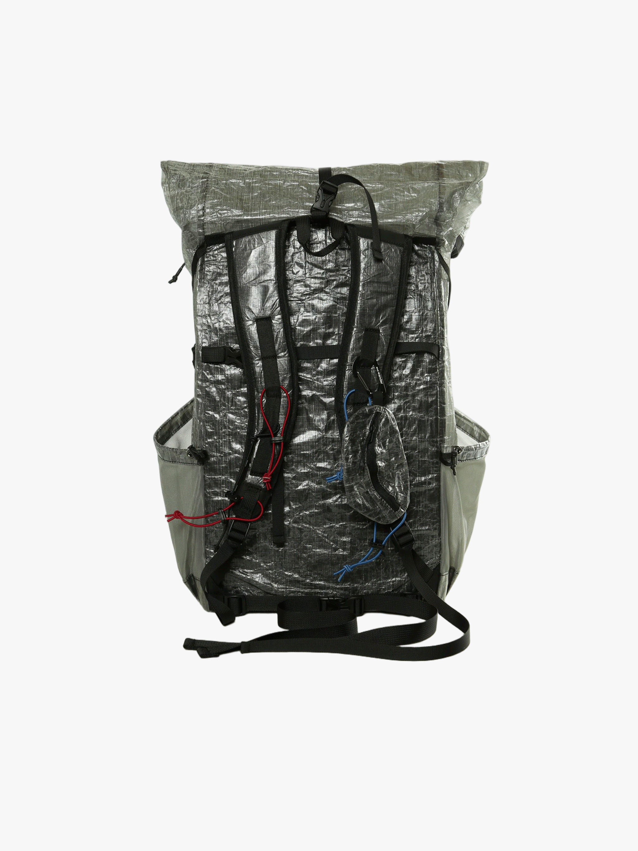Grey backpack, back view