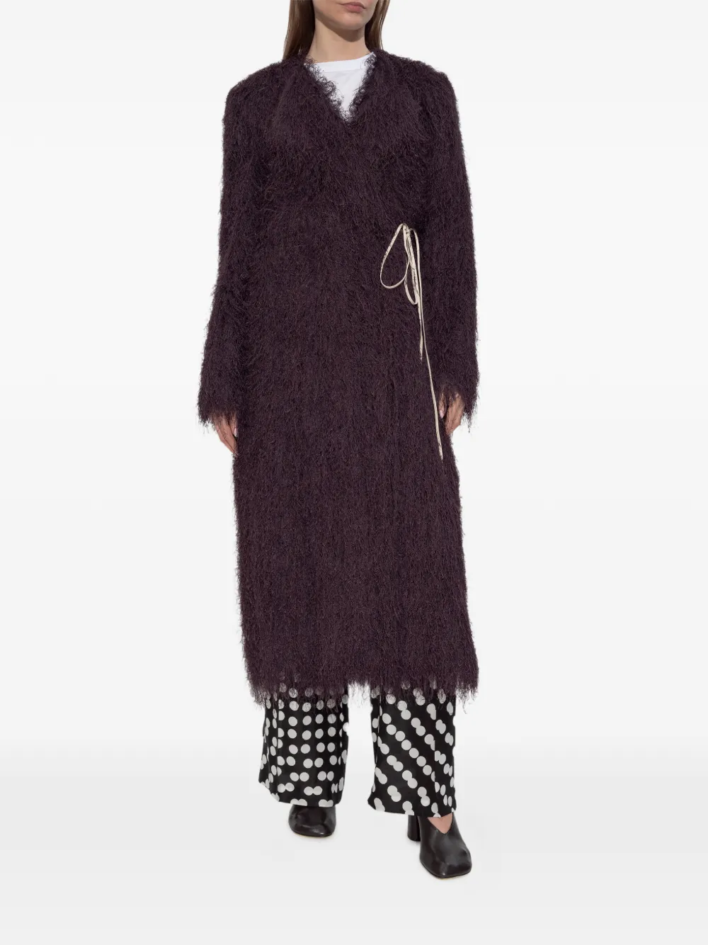 Purple jacket-coat, full body view