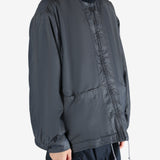 Navy jacket worn by a person, showing the jacket's fit