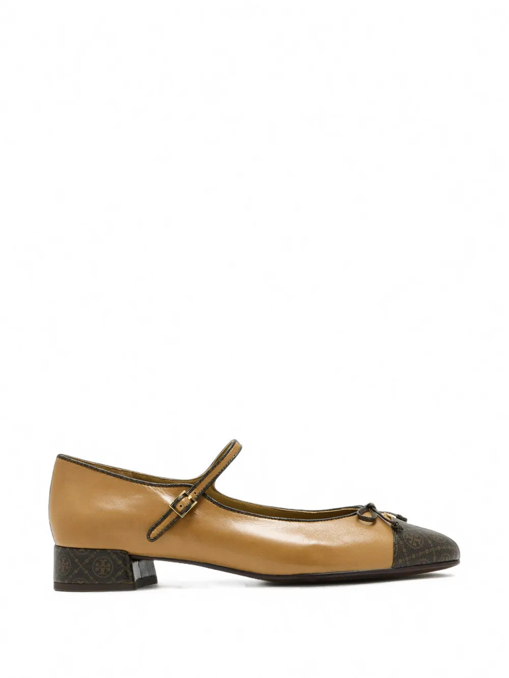 Tan shoes, side view