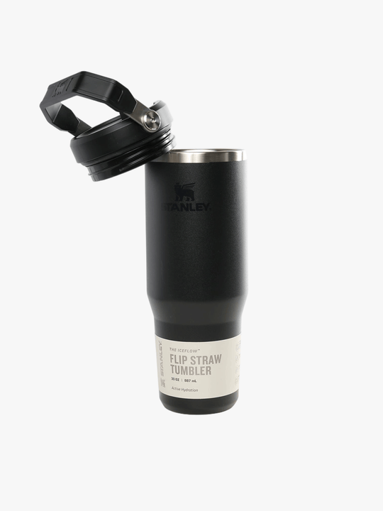 Black tumbler, side view