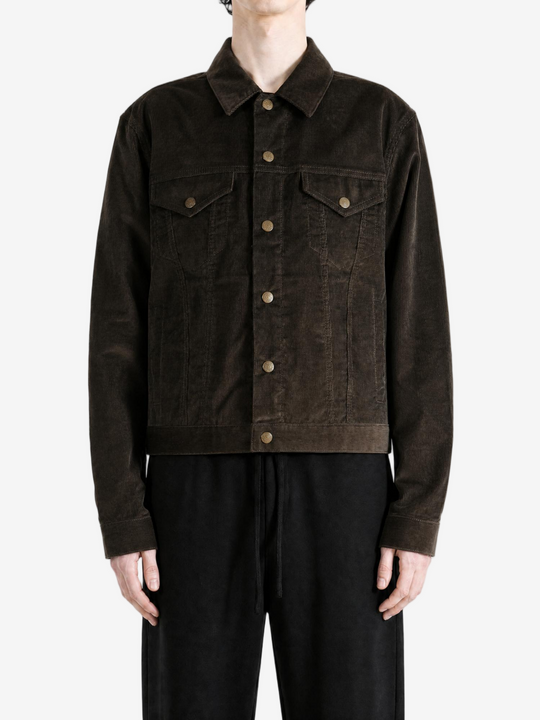 Brown jacket, full body view