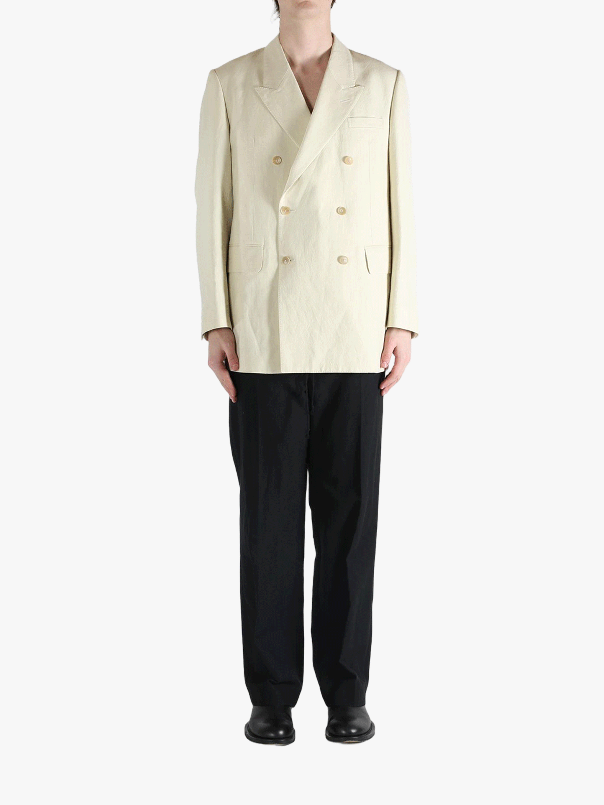 AURALEE - Men Wool Cotton Linen Ox Double-Breasted Jacket AURALEE - Men Wool Cotton Linen Ox Double-Breasted Jacket