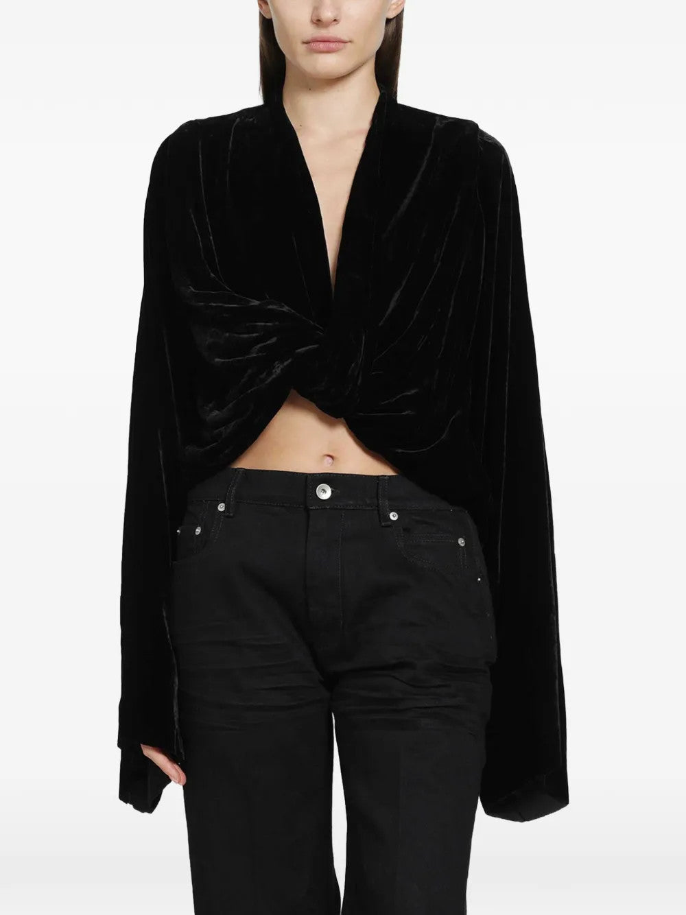 Black t-shirt, full body view