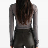 Grey top, full body view