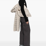 Tan hoodie, full body view