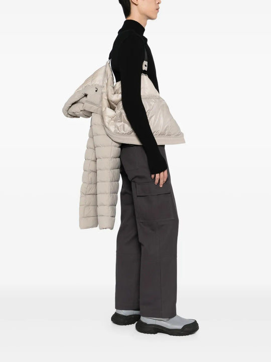 Tan hoodie, full body view
