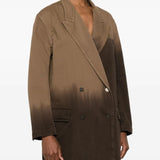 Brown jackets worn by a person, showing the jackets fit