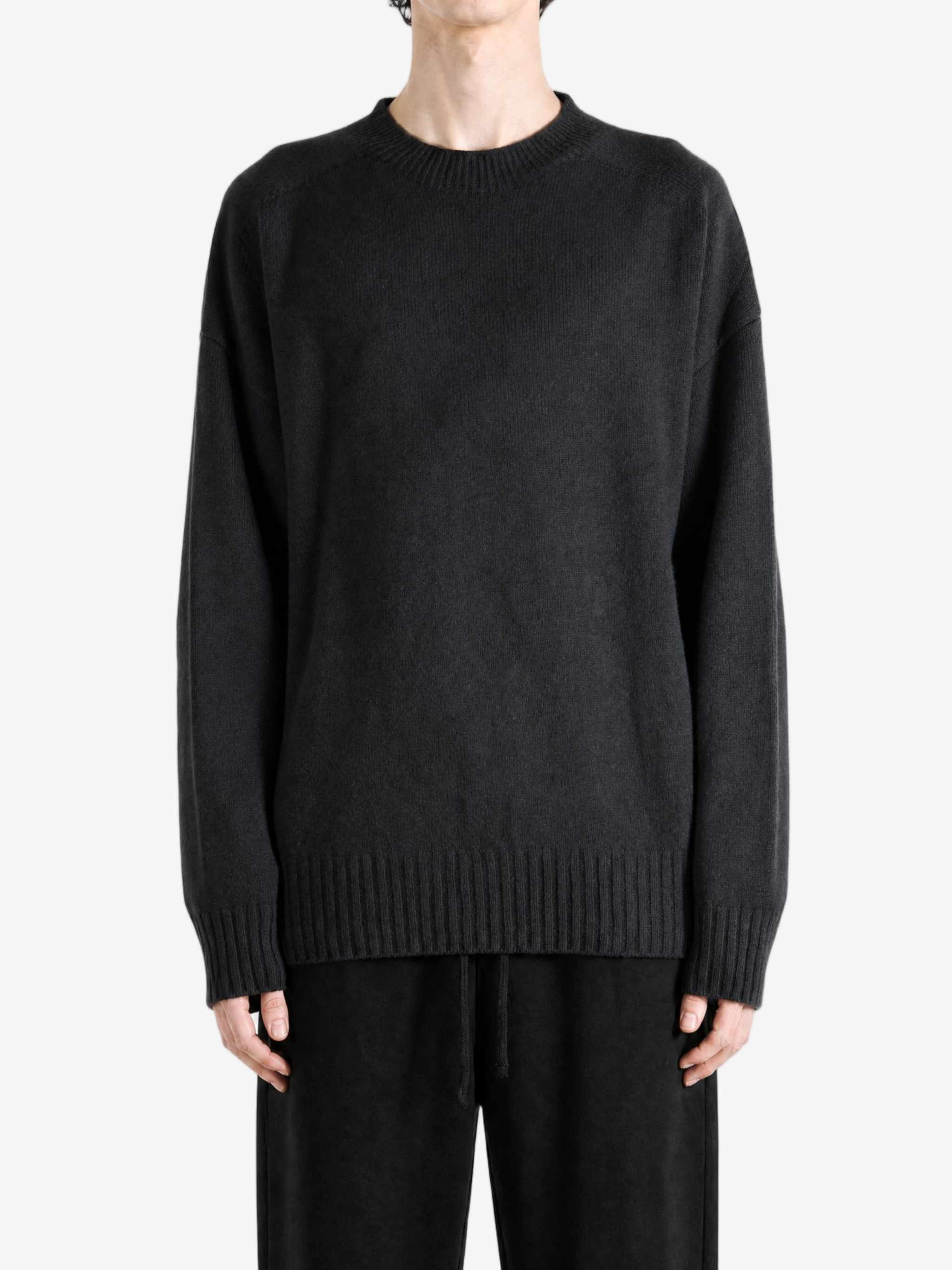 Black knitwear, full body view