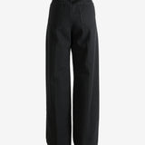 Black pants worn by a person, showing the pant's fit