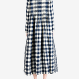 Navy dress, full body view