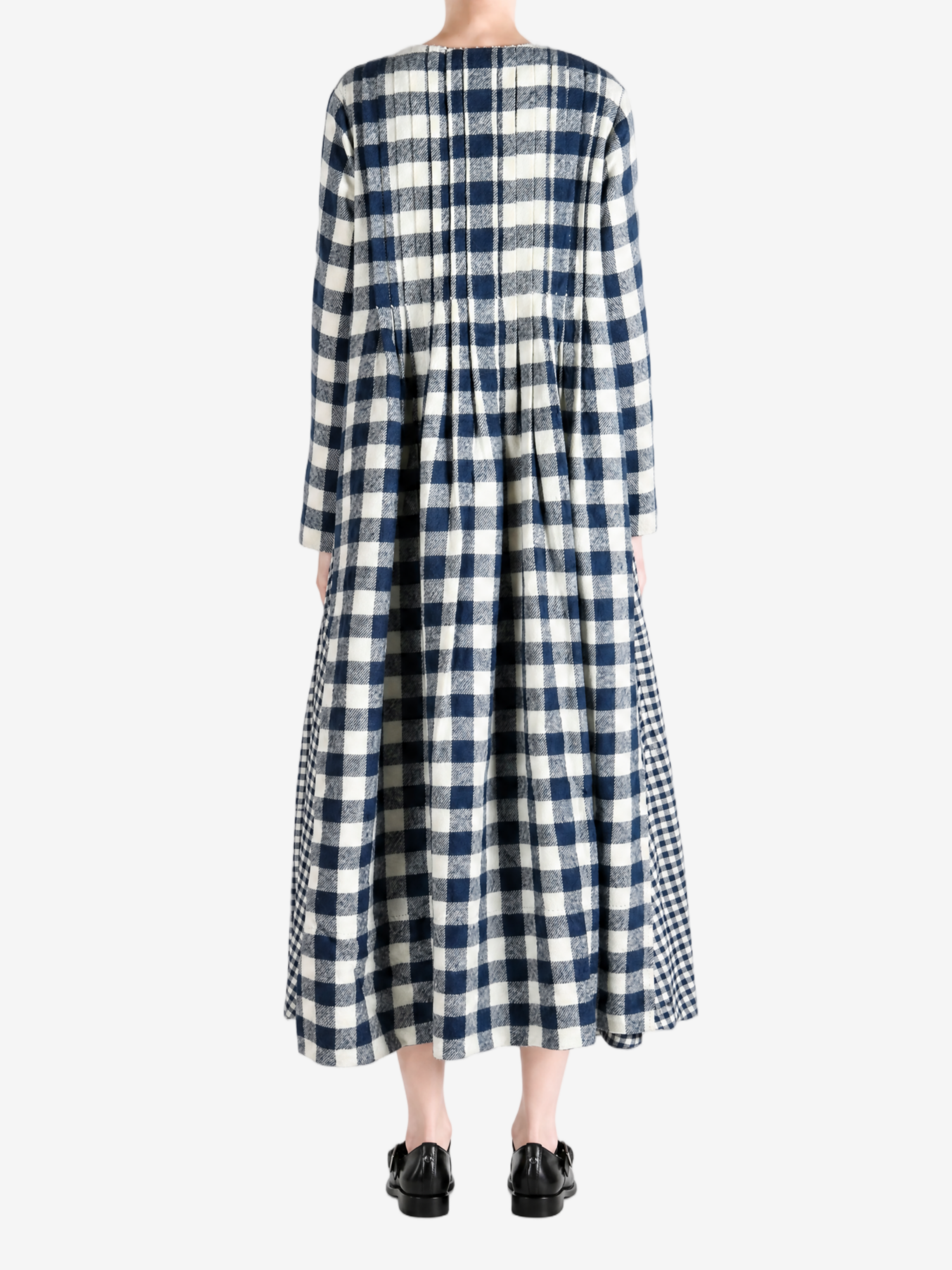 Navy dress, full body view