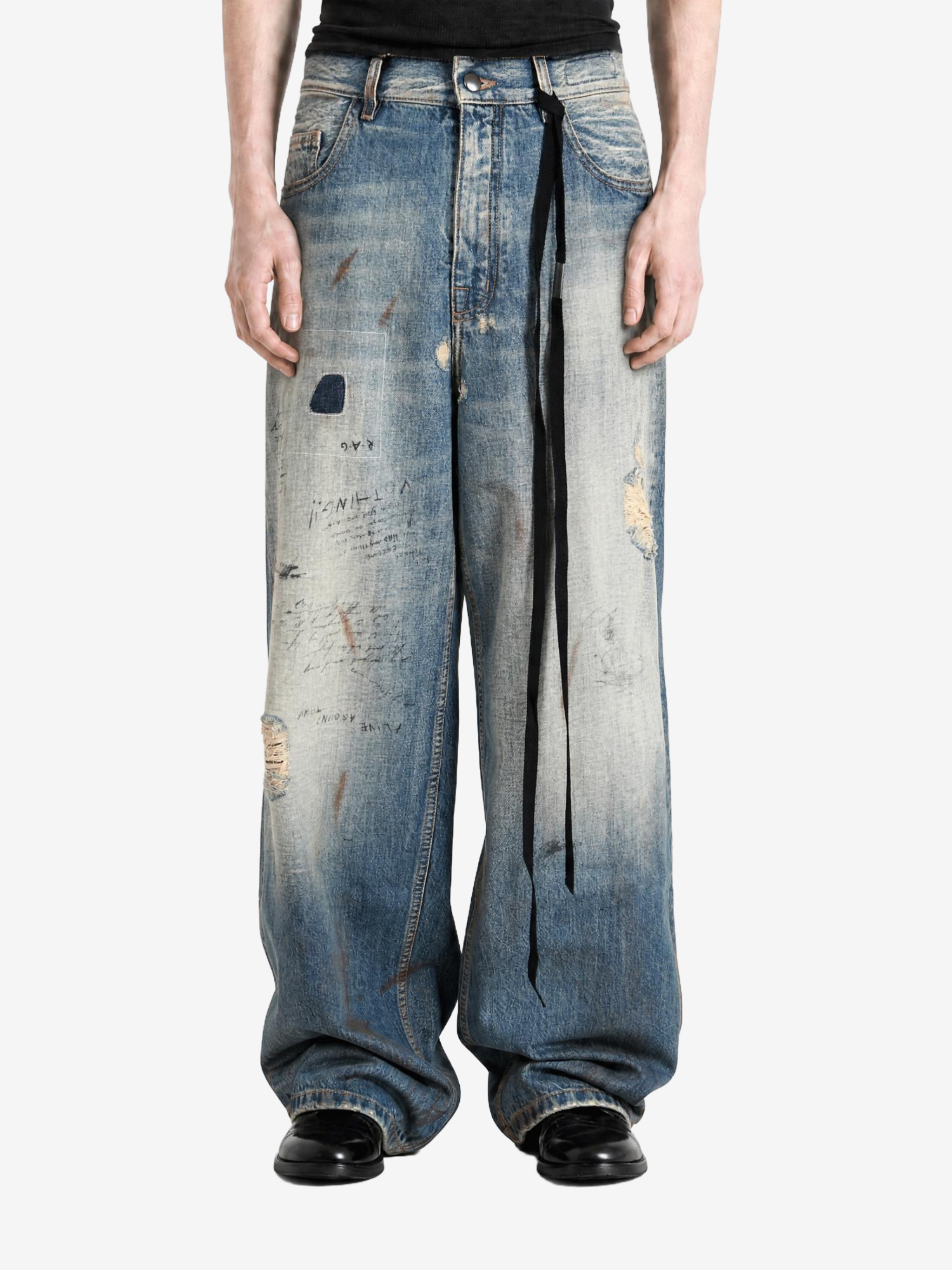 Blue jeans, front view