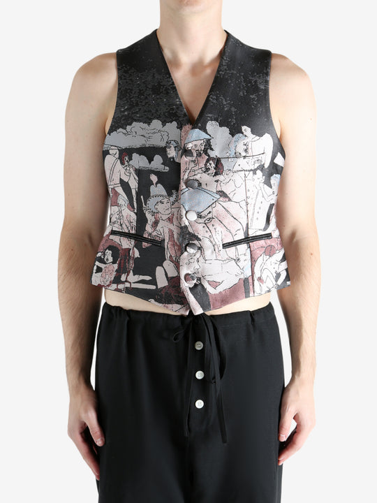 Black vest worn by a person, showing the vest fit