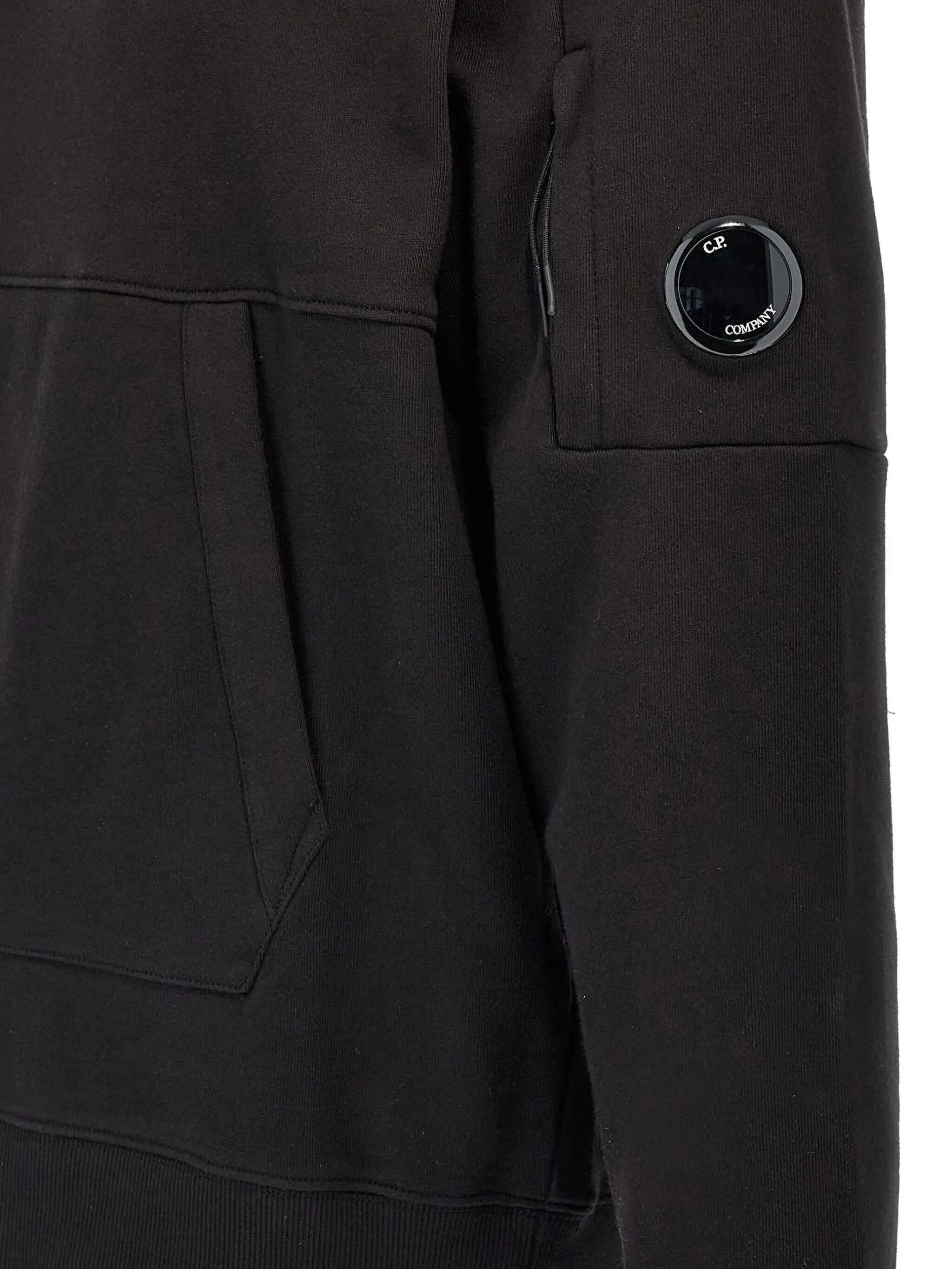 Close up of black coat, showing texture of the cotton fabric