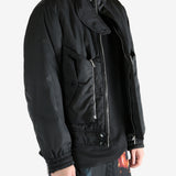 Black jacket worn by a person, showing the jacket's fit