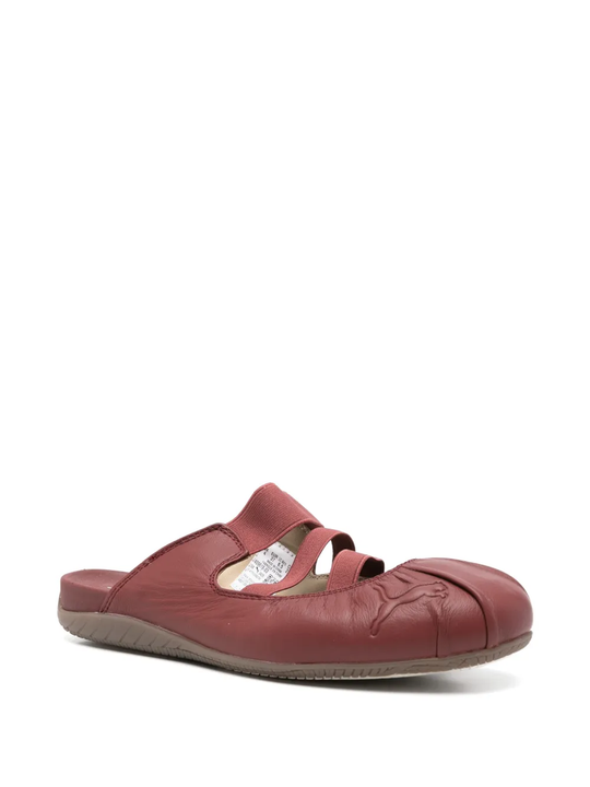 Burgundy shoes, front view