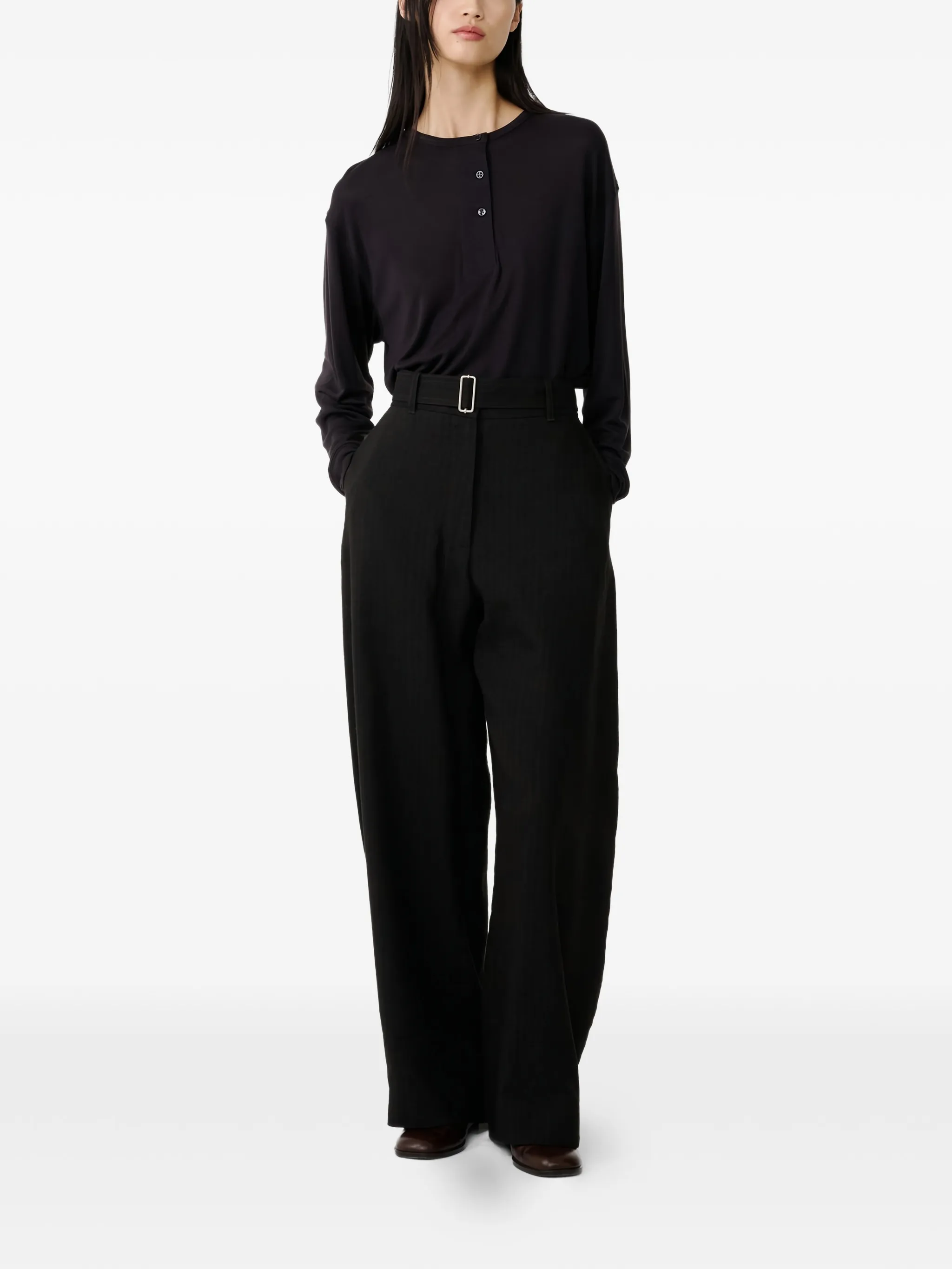 Brown pants, full body view