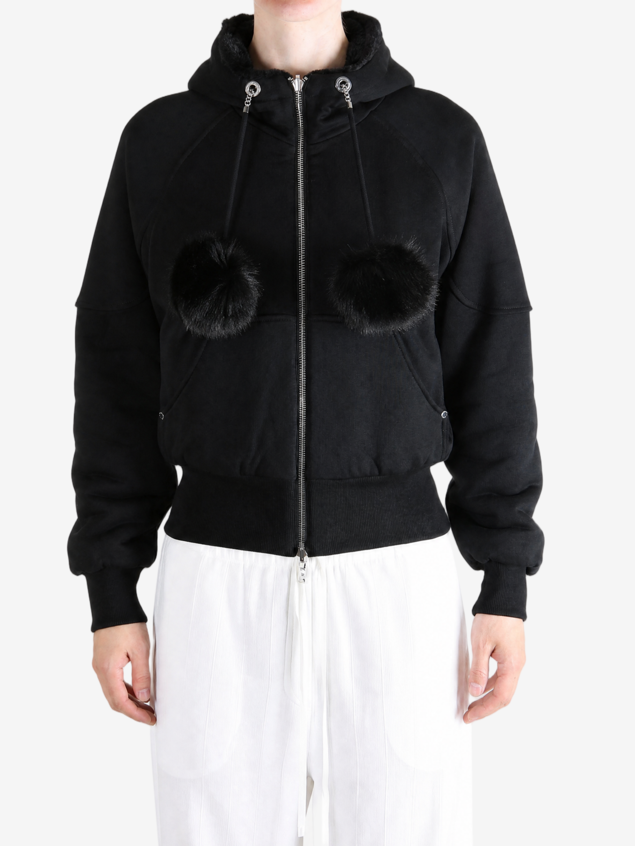 Black knitwear, full body view