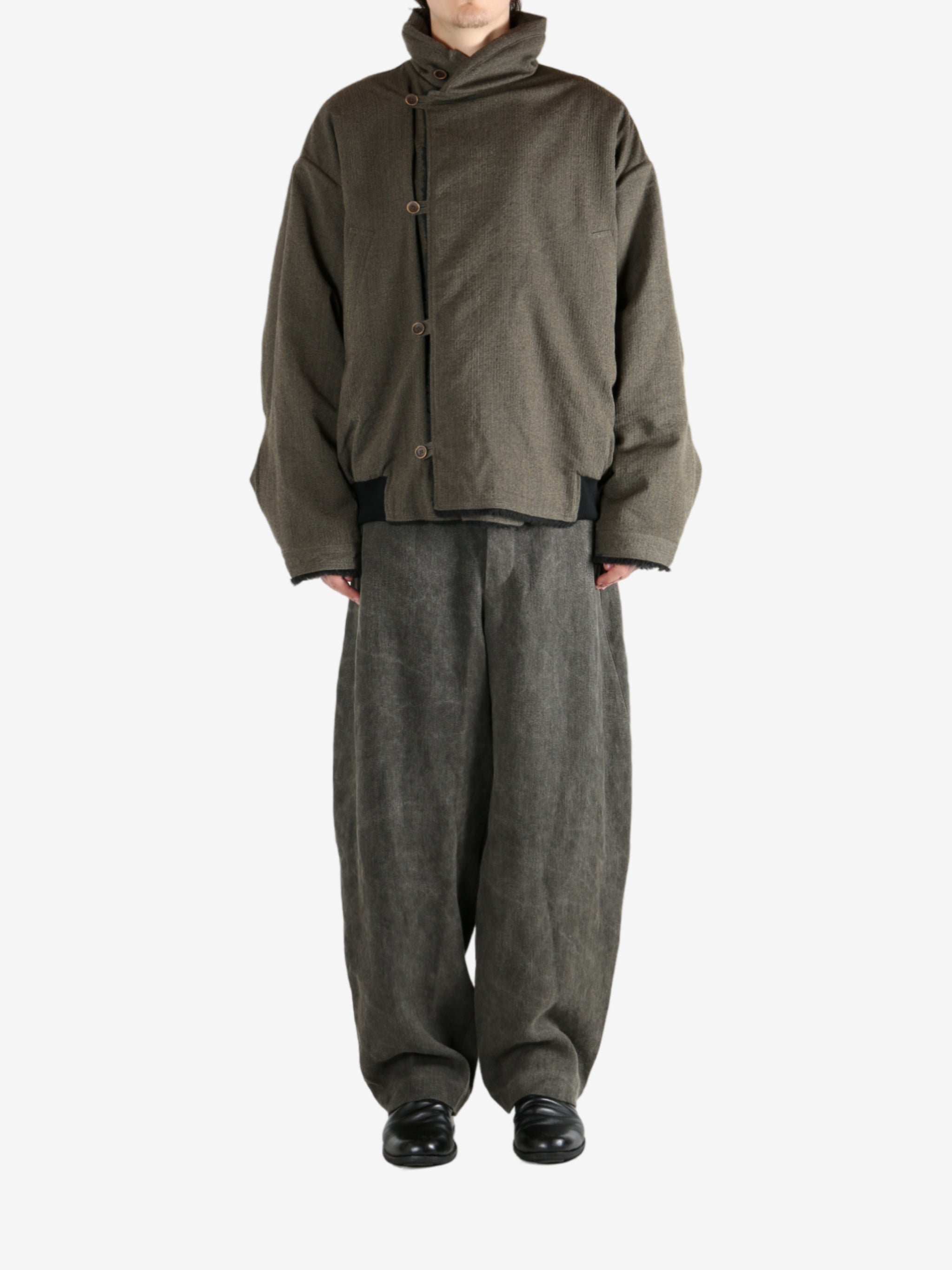 Green jacket, full body view