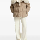 YVES SALOMON - Women Curly Shearling Collar Quilted Down Jacket