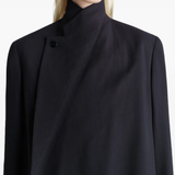Close up of black coats , showing texture of the blended fabric