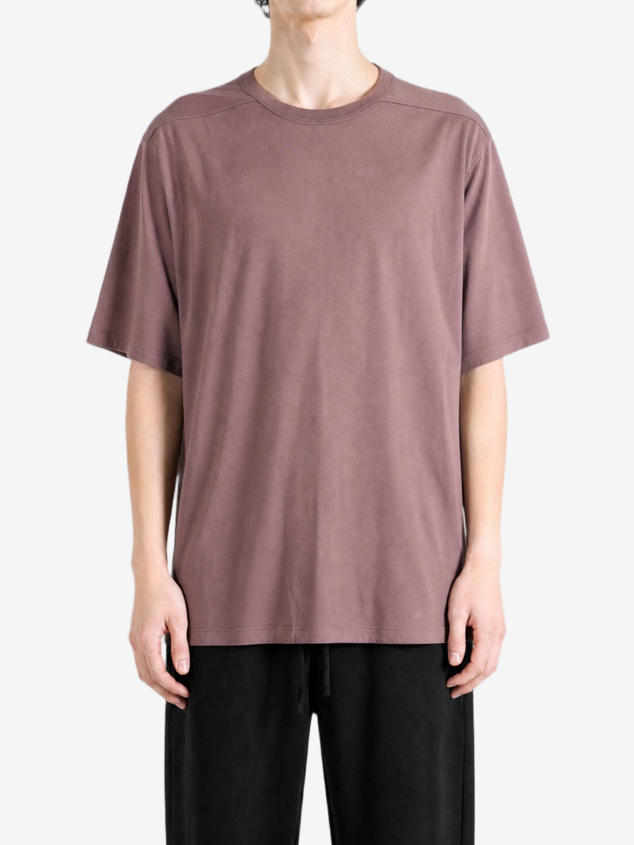 Purple t-shirt, full body view
