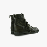 Green boots, back view