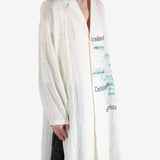 White jacket worn by a person, showing the jacket's fit