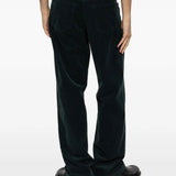 Green pants, full body view