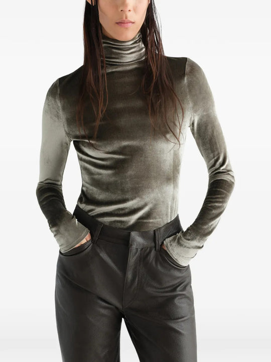 Green top, full body view