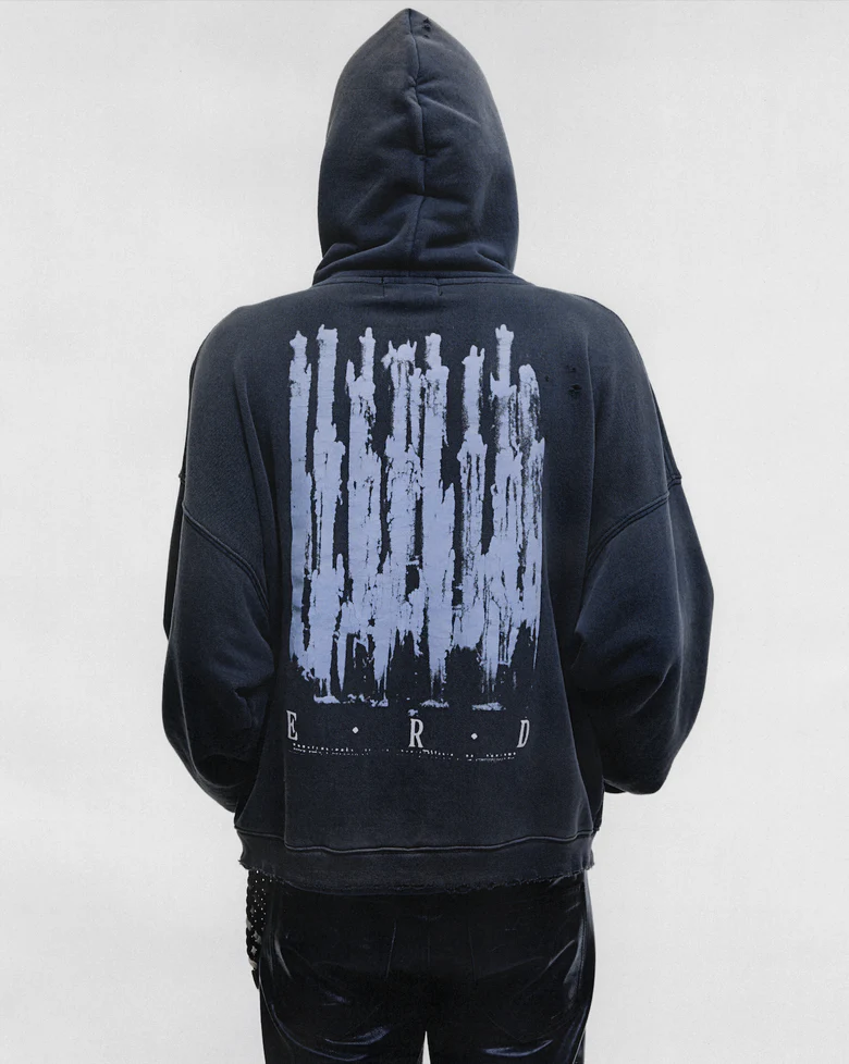 Black hoodie, full body view