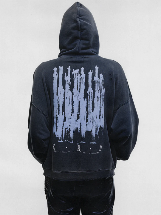 Black hoodie, full body view