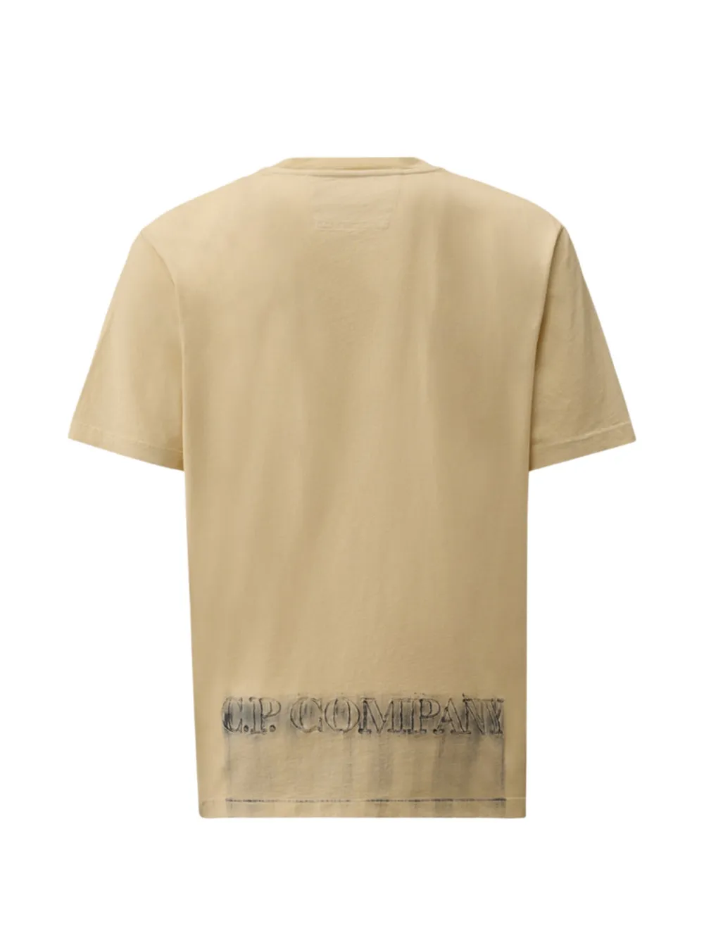 Tan t-shirt, back view