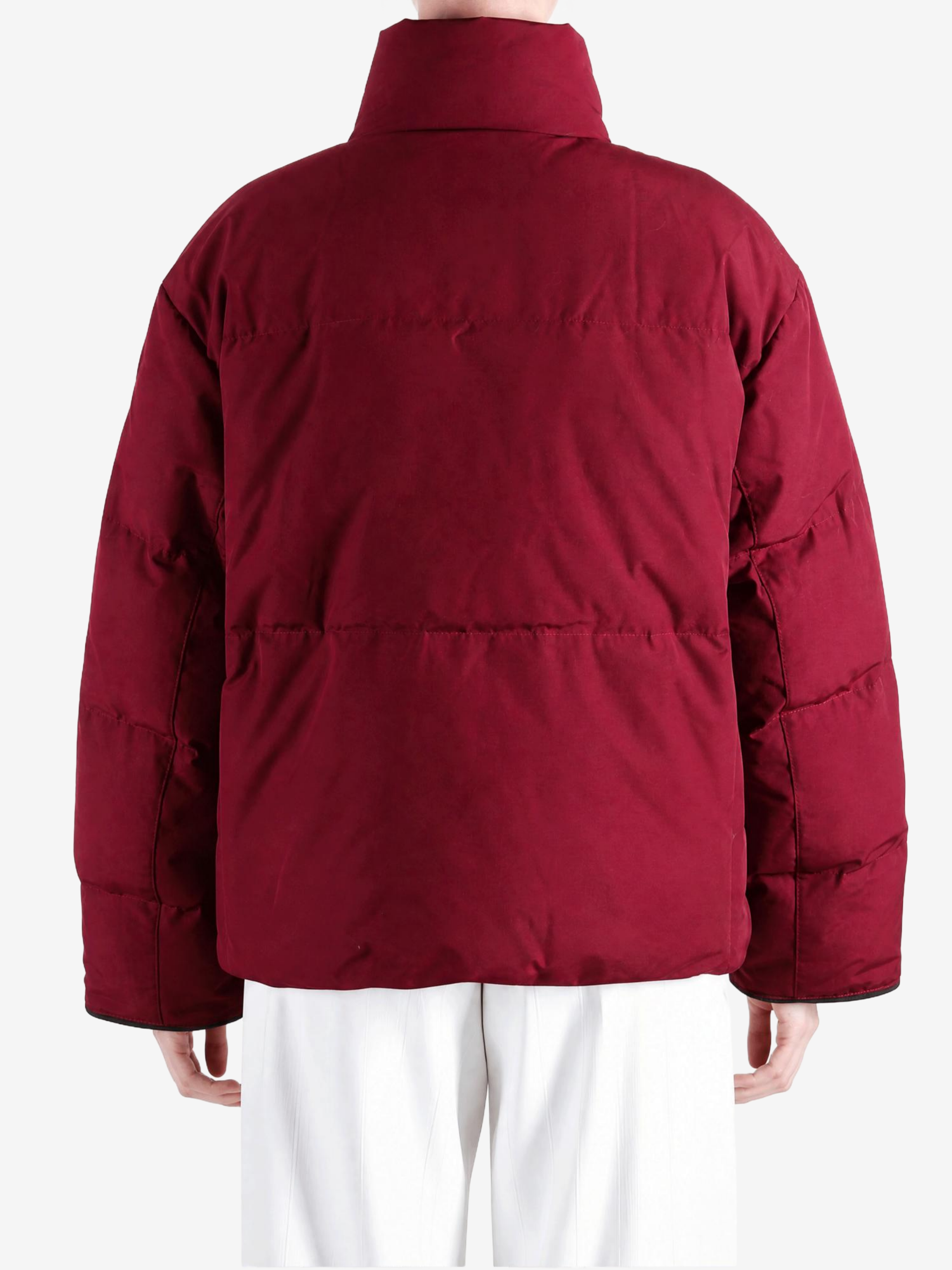 Burgundy jacket, full body view