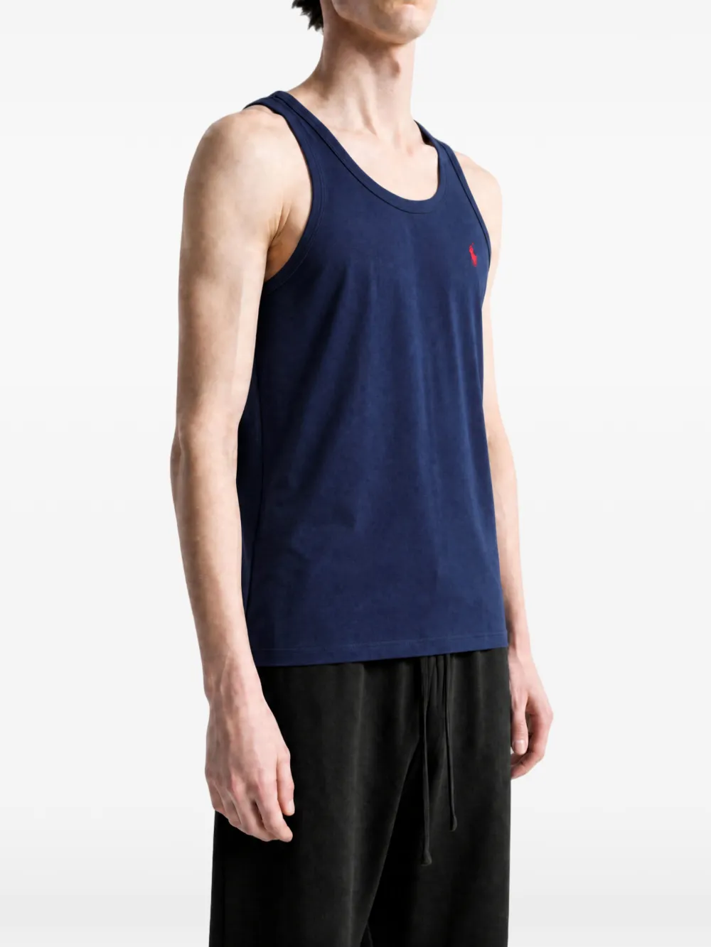 Blue top, front view