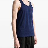Blue top, front view