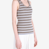 Tan top worn by a person, showing the top fit