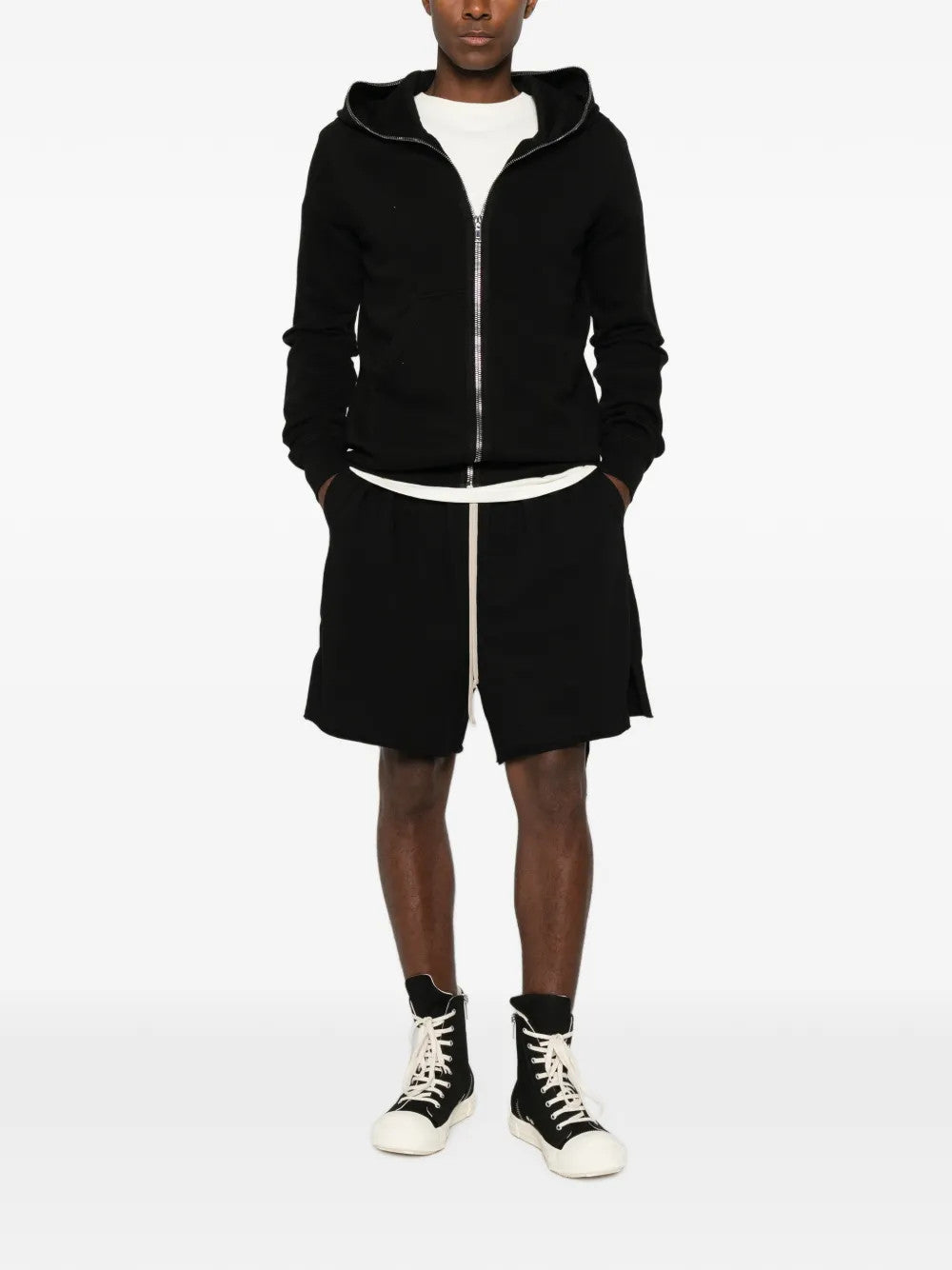 Black hoodie, full body view
