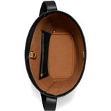 Black bucket bag, top view