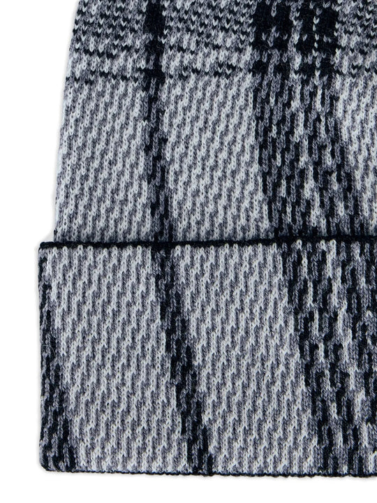 Close up of Black hat, showing texture of the 100% wool fabric