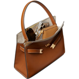 Brown leather handbag,side view