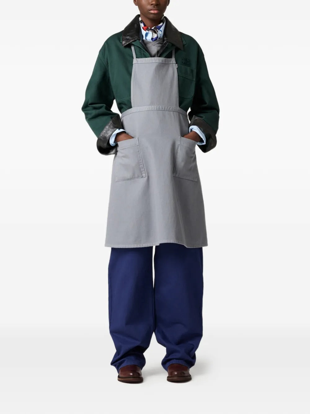 Blue pants, full body view