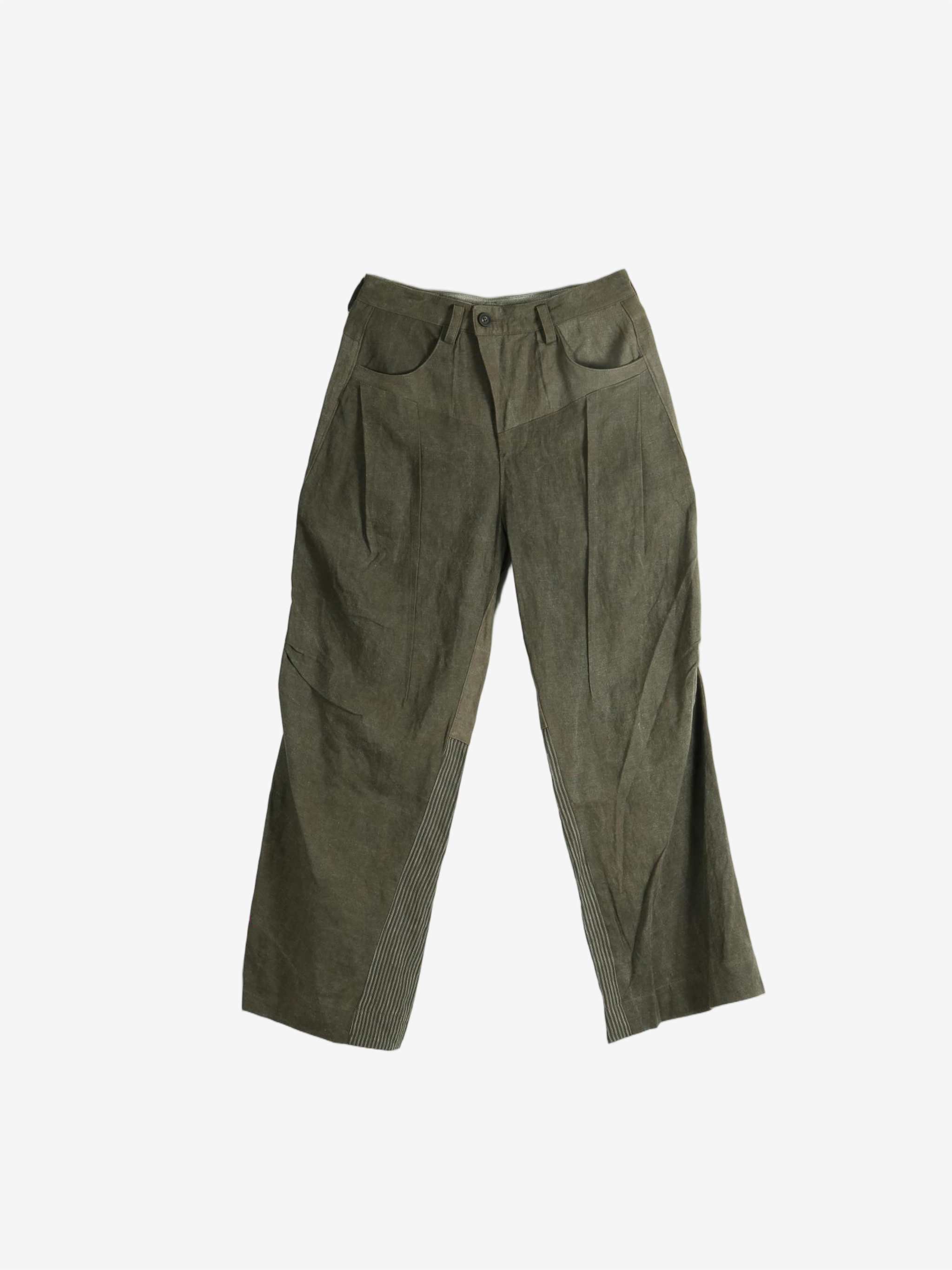 Green jeans, front view