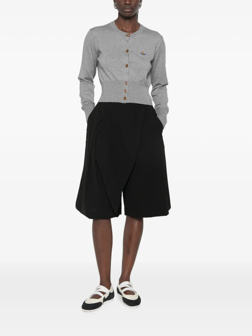 Grey knitwear, full body view
