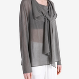 AMOMENTO - Women  Sheer Scarf Top