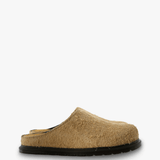 Tan shoes, side view
