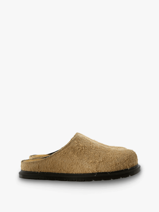 Tan shoes, side view