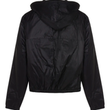 Black hooded jacket,back view
